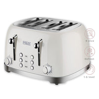 PHILEX 4-Slice Electric Toaster Bread Reheat Defrost Retro Retro IVORY
