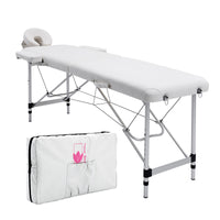 Aluminium Portable Beauty Massage Table Bed 2 Fold 55cm White