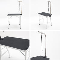 Pet Grooming Salon Table 78cm Adjustable Foldable Mobile for Commercial BLACK