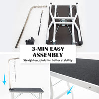 Pet Grooming Salon Table 78cm Adjustable Foldable Mobile for Commercial BLACK