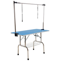 Pet Grooming Salon Table Dual 120cm Adjustable Foldable Mobile for Commercial BLUE