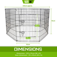 Pet Playpen Foldable Dog Cage 8 Panel 36in