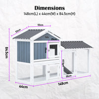 Rabbit Hutch Chicken Coop 147cm 2 Storey Pet Cage Run GRACIE