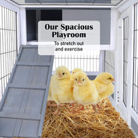 Rabbit Hutch Chicken Coop with Wheels 96.5 x 56 x 90.5cm 2 Storey Pet Cage Run HOPKINS