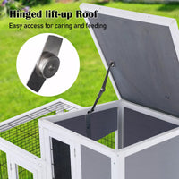 Rabbit Hutch Chicken Coop with Wheels 96.5 x 56 x 90.5cm 2 Storey Pet Cage Run HOPKINS
