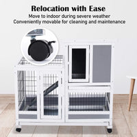 Rabbit Hutch Chicken Coop with Wheels 96.5 x 56 x 90.5cm 2 Storey Pet Cage Run HOPKINS