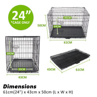 Wire Dog Cage Foldable Crate Kennel 24in with Tray + Cushion Mat Combo