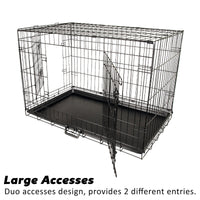 Wire Dog Cage Foldable Crate Kennel 48in with Tray + Cushion Mat Combo