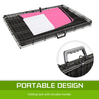 Wire Dog Cage Foldable Crate Kennel 42in with Tray + PINK Cover Combo