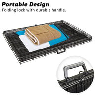 Wire Dog Cage Crate 24in with Tray + Cushion Mat + BLUE Cover Combo