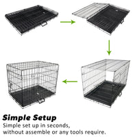 Wire Dog Cage Crate 24in with Tray + Cushion Mat + BLUE Cover Combo