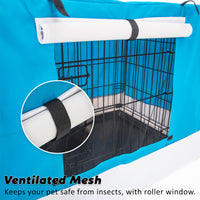 Wire Dog Cage Crate 36in with Tray + Cushion Mat + BLUE Cover Combo