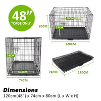 Wire Dog Cage Crate 48in with Tray + Cushion Mat + PINK Cover Combo