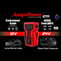 4000A Jump Starter 12V Powerbank 99900mWh 24V Pro Car Battery Charger LED GTR