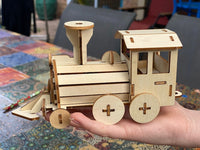 Build and Paint your own locomotive train Kids wood model toy train-plywood DIY kit