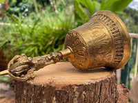 Brass Bell 6 inch Buddhist Nepal Tibetan Prayer Bell Meditation Stress Relief or Sound Therapy