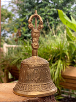 Brass Bell 6 inch Buddhist Nepal Tibetan Prayer Bell Meditation Stress Relief or Sound Therapy