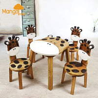 Hand Carved Children's Table Wooden GIRAFFE Theme