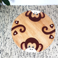 Hand Carved Children's Table Wooden MONKEY Theme