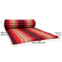 Day bed Roll Out Mattress XL Large Foldout Mat relaxation day bed camping or Yoga Matt Natural Kapok Filled RED 120cm x 200cm