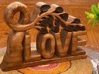 Wooden carved LOVE words decoration 33 cm long