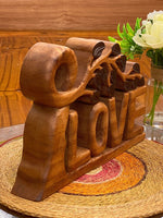 Wooden carved LOVE words decoration 33 cm long