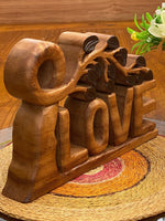 Wooden carved LOVE words decoration 33 cm long