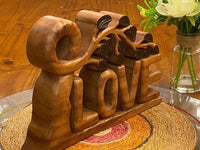 Wooden carved LOVE words decoration 33 cm long