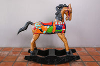 Rocking horse handmade solid wood-beautiful hand painted detail-very unique