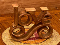 Wooden carved LOVE words decoration 27 cm long