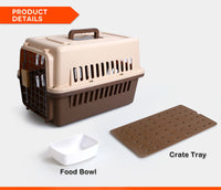 Small Dog Cat Crate Pet Carrier Airline Cage With Bowl and Tray-Blue
