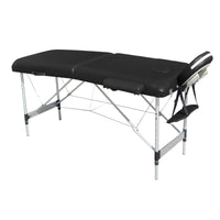 YES4HOMES 2 Fold 6cm Thickness Foam Portable Aluminium Massage Table Massage Bed Beauty Therapy Black