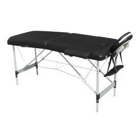 YES4HOMES 2 Fold 6cm Thickness Foam Portable Aluminium Massage Table Massage Bed Beauty Therapy Black