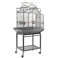 Large Bird Budgie Cage Parrot Aviary Carrier With Stand & Wheel