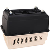 XXXL Plastic Pet Dog Carrier Transport Cat Cage With Wheels Tray & Bowl