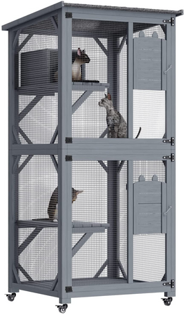 YES4PETS 173cm Pet Cat Bird Shelter Condo with Escape Door Wooden Kitten Cage House