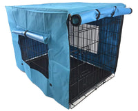 42' Dog Cat Rabbit Collapsible Crate Pet Cage Canvas Cover-Blue