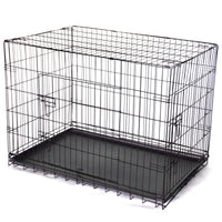 42' Collapsible Metal Dog Puppy Crate Cat Rabbit Cage With Divider