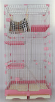 179 cm Pink Pet 4 Level Cat Cage House With Litter Tray & Wheel 82x57x179 CM