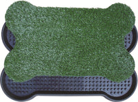 Dog Puppy Toilet Grass Potty Training Mat Loo Pad Bone Shape Indoor with 3 grass