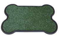 Dog Puppy Toilet Grass Potty Training Mat Loo Pad Bone Shape Indoor with 3 grass