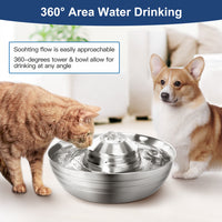 2L Automatic Electric Pet Water Fountain Dog Cat Stainless Steel Feeder Bowl Dispenser