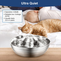 2L Automatic Electric Pet Water Fountain Dog Cat Stainless Steel Feeder Bowl Dispenser