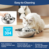 2L Automatic Electric Pet Water Fountain Dog Cat Stainless Steel Feeder Bowl Dispenser