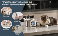 3.2L Automatic Electric Pet Water Fountain Dog Cat Stainless Steel Feeder Bowl Dispenser
