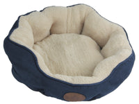 YES4PETS Washable Blue / Grey Fleece Soft Pet Dog Cat Bed-Medium