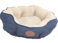 Washable Blue / Grey Fleece Soft Pet Dog Cat Bed-Medium
