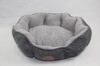 Washable Blue / Grey Fleece Soft Pet Dog Cat Bed-Medium