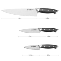 Warmot 3-Piece High Carbon Stainless Steel Ultra Chef Knife Set with Gift Box (317-3)