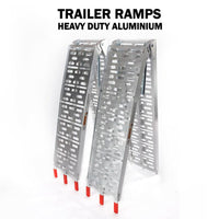 SINGLE Aluminium Folding Ramp with Support Strap, Load ATV Cycles, Motorcycles 680KG